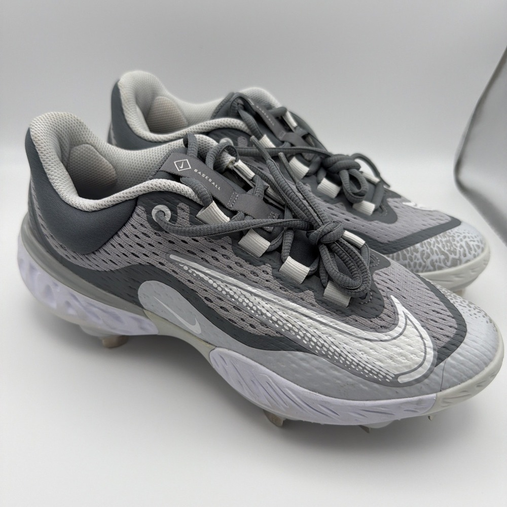 Nike Alpha Huarache Elite 4 Low Baseball Cleats Men 7 Grey Metal DJ6521-012